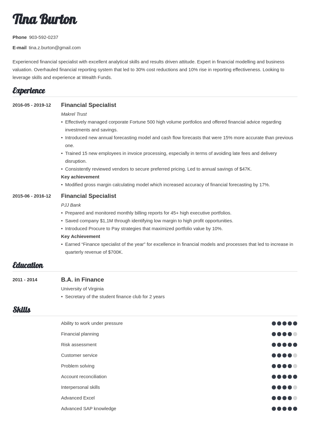 Finance Resume Format from cdn-images.zety.com
