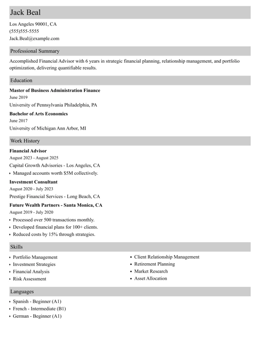 sample resume example