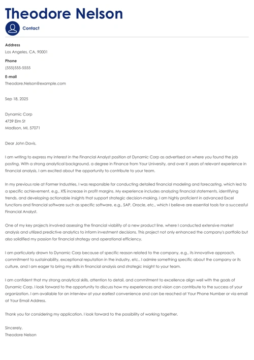 sample cover letter example