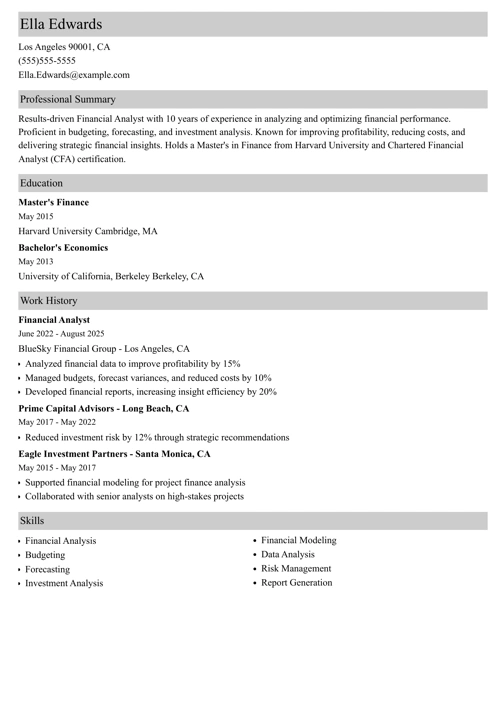 sample resume example