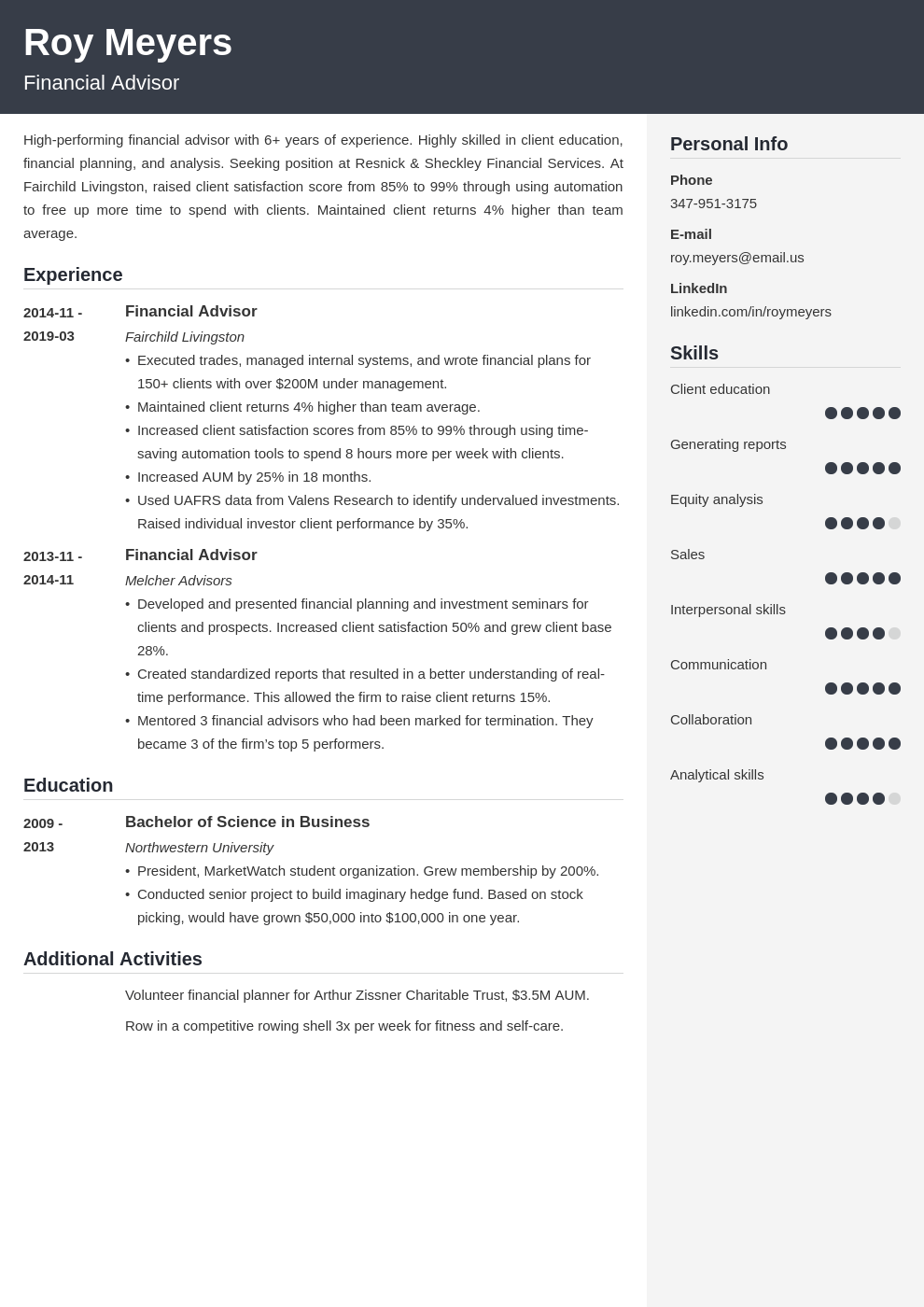 financial advisor resume example template cubic
