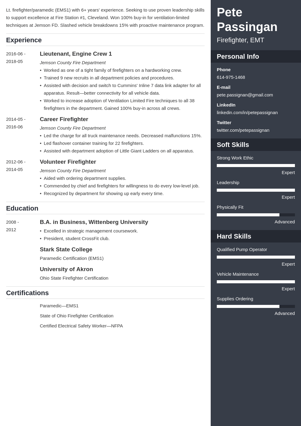 firefighter resume example template enfold