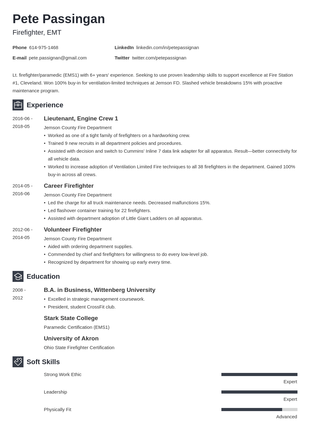 firefighter resume example template newcast