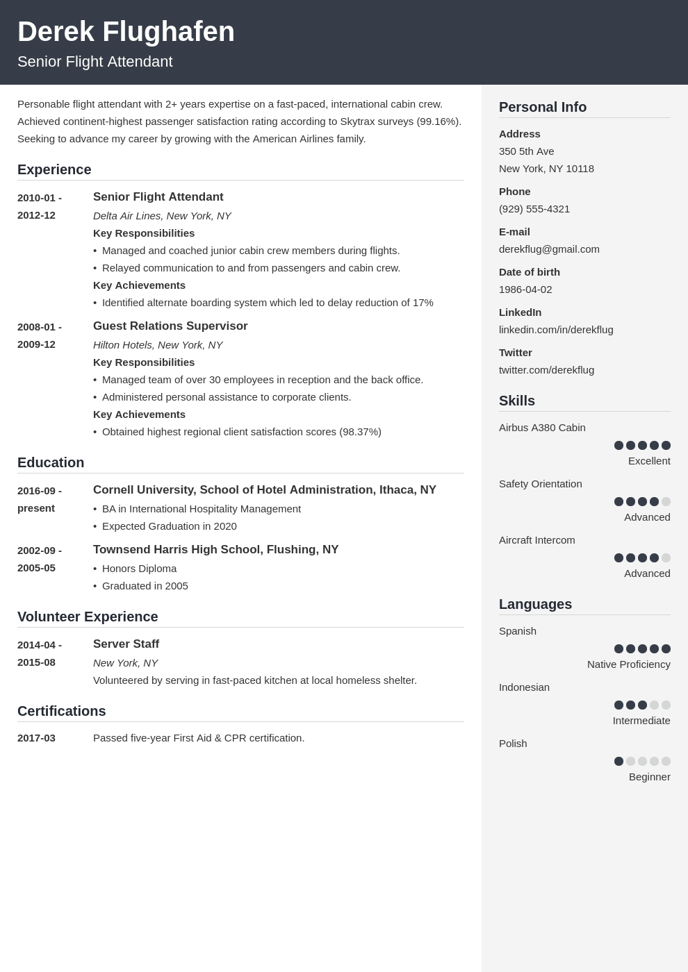 Flight Attendant Resume Sample Also With No Experience