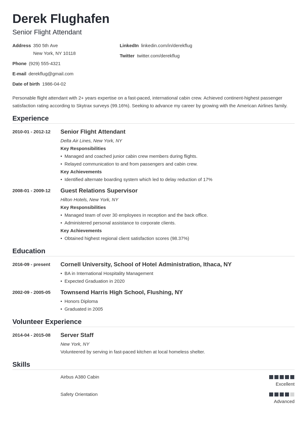 flight attendant resume example template nanica