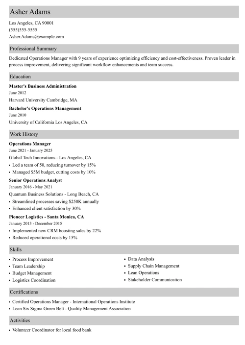 sample resume example