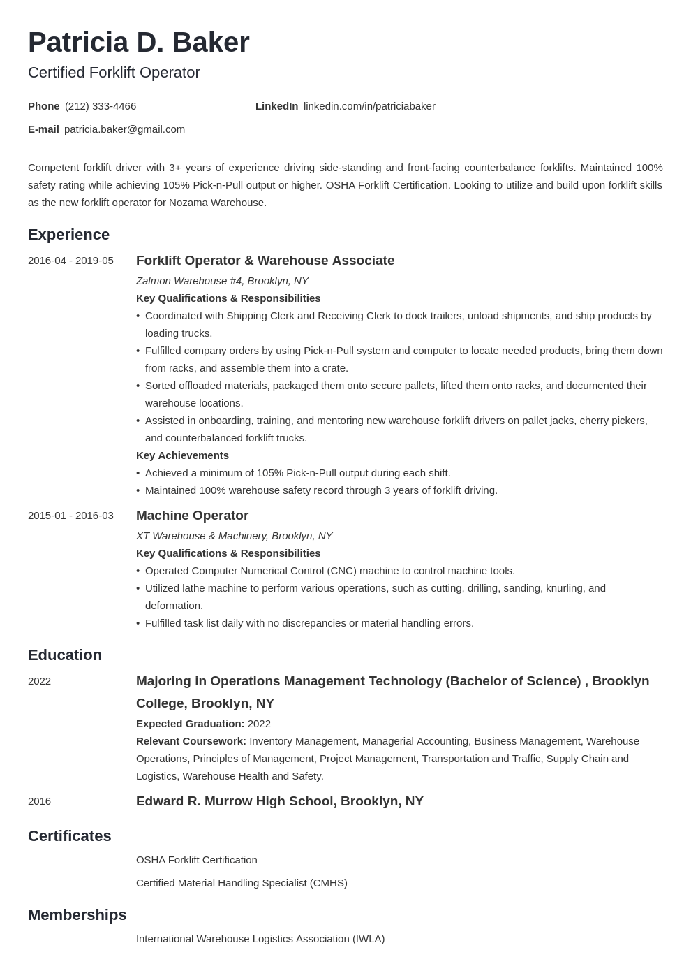 Job Description For Forklift Operator At Humberto Salvatore Blog