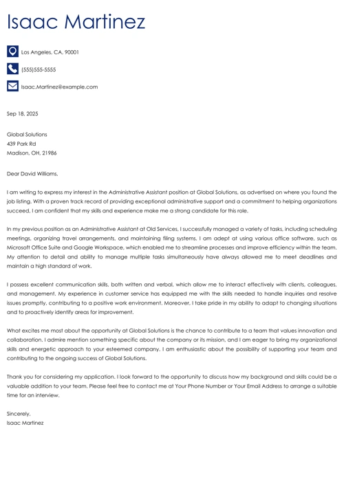 sample cover letter example