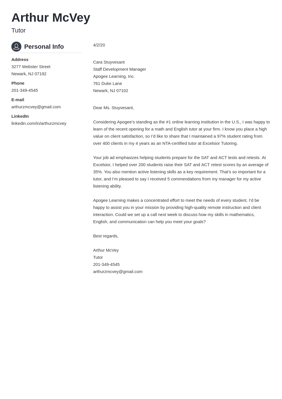 cover letter format yale