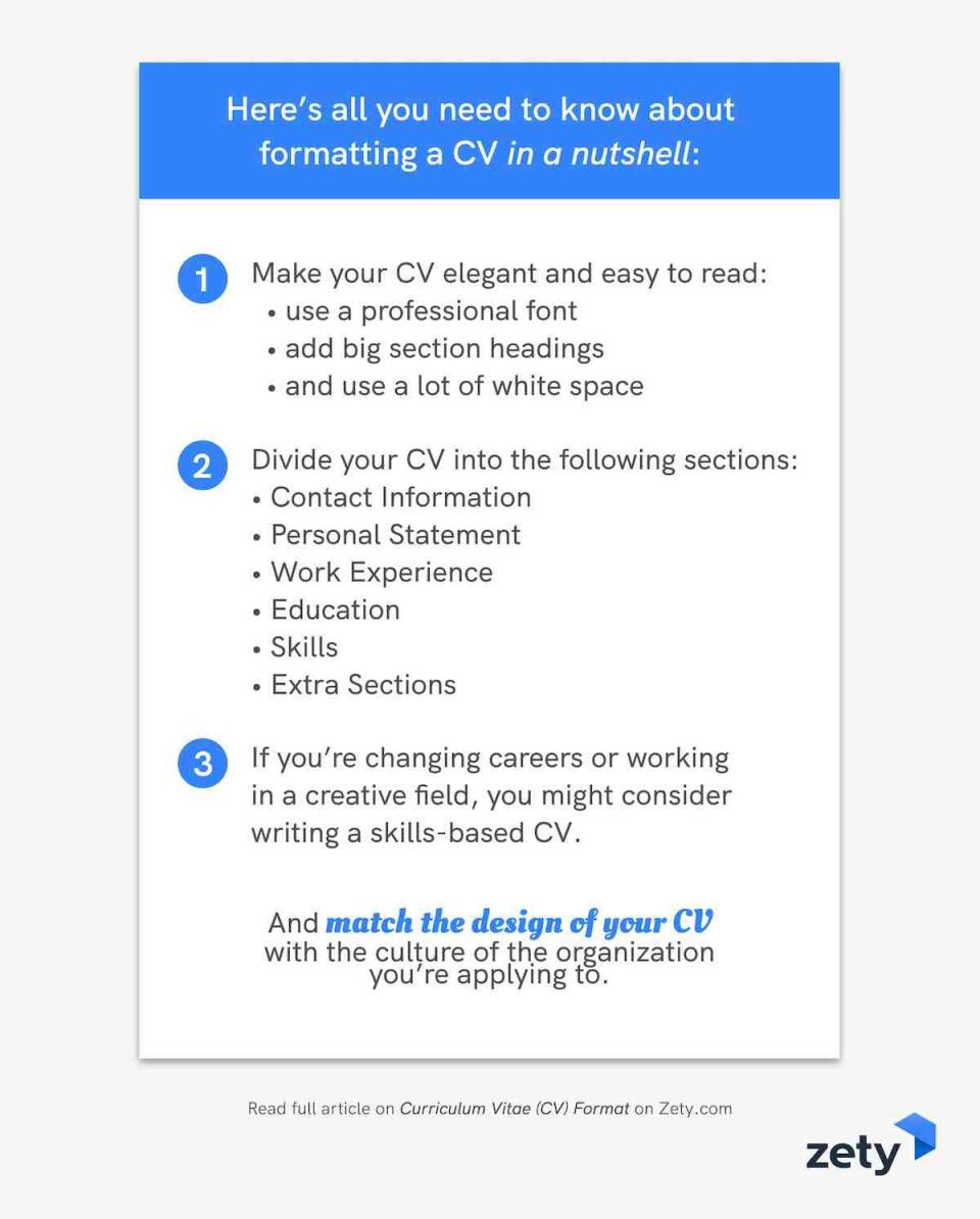 formatting a CV in a nutshell