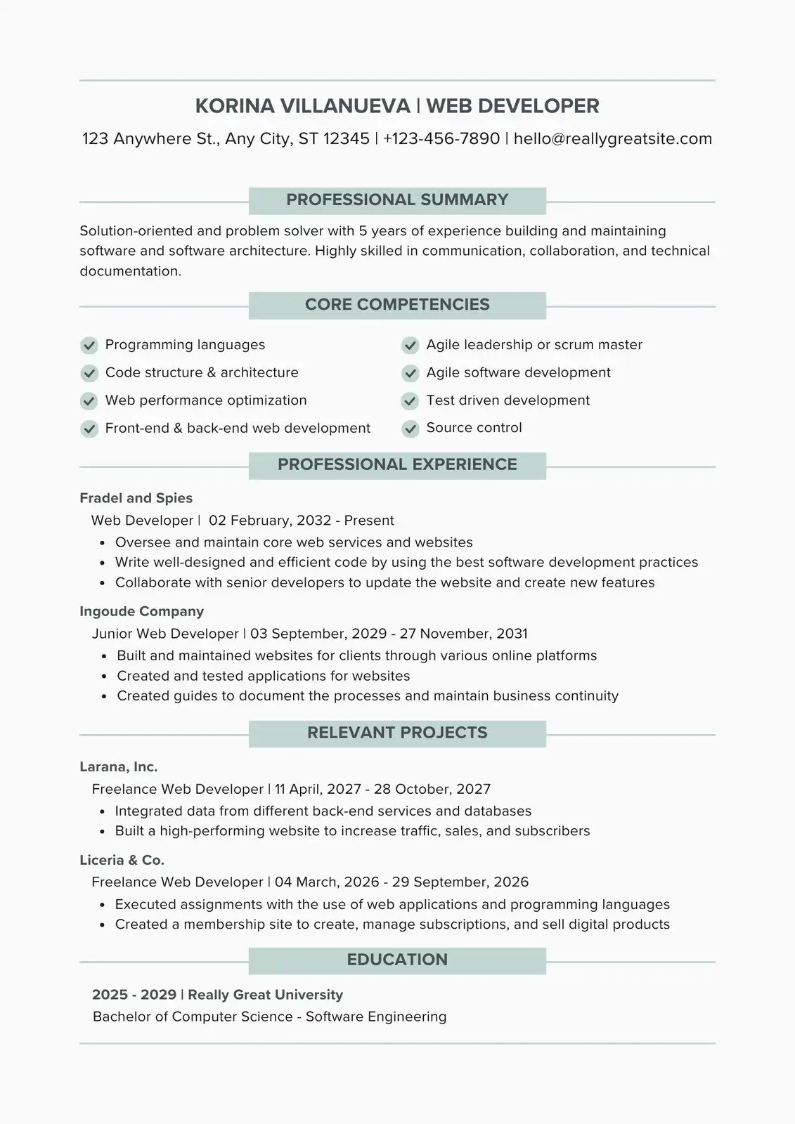 free CV template to download