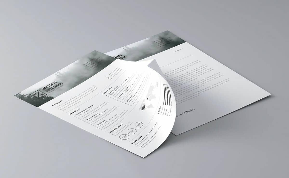 black and white free resume templates with photo in header