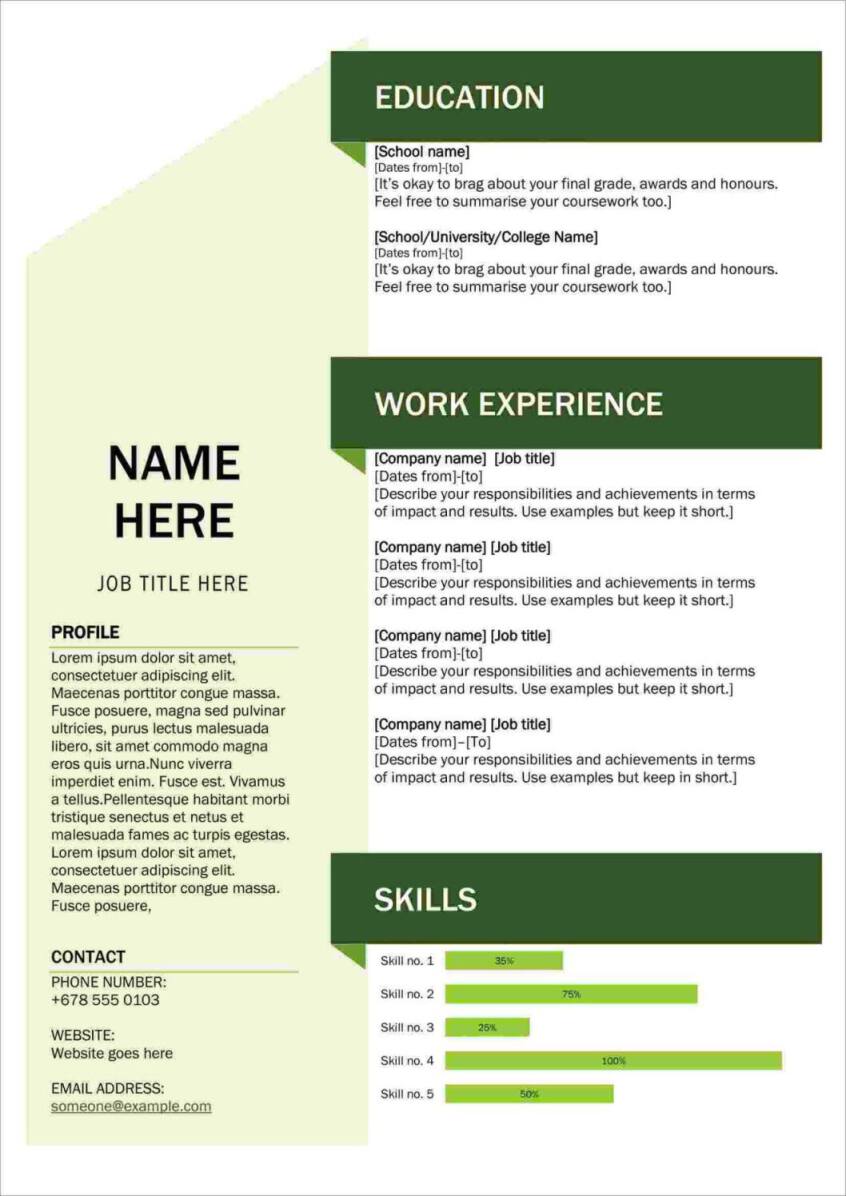 word free resume template
