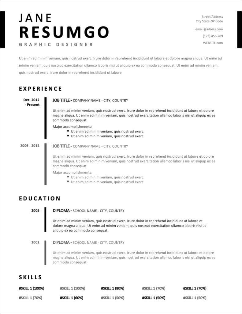 microsoft word free resume templates download