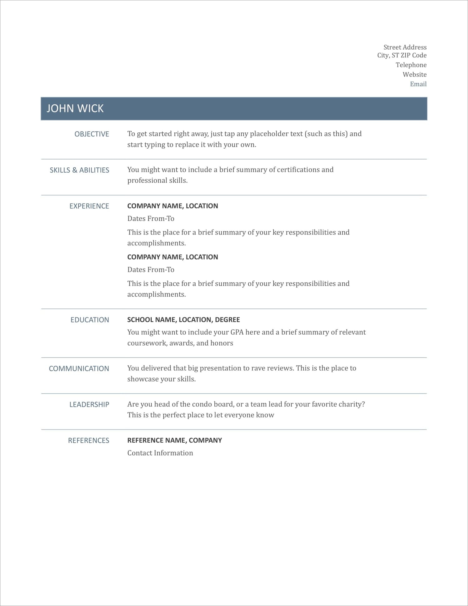 free online downloadable resume templates