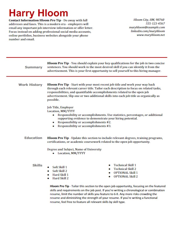 free resume templates