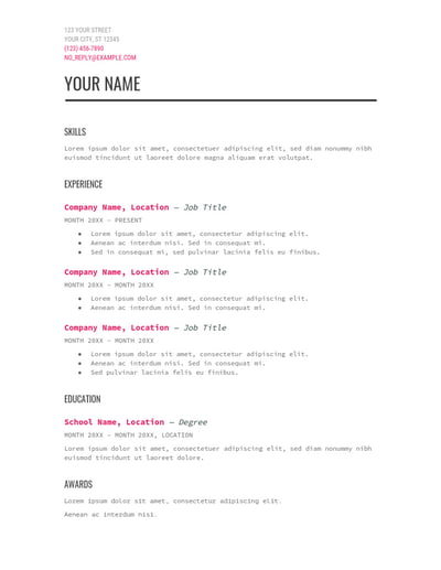 free resume templates