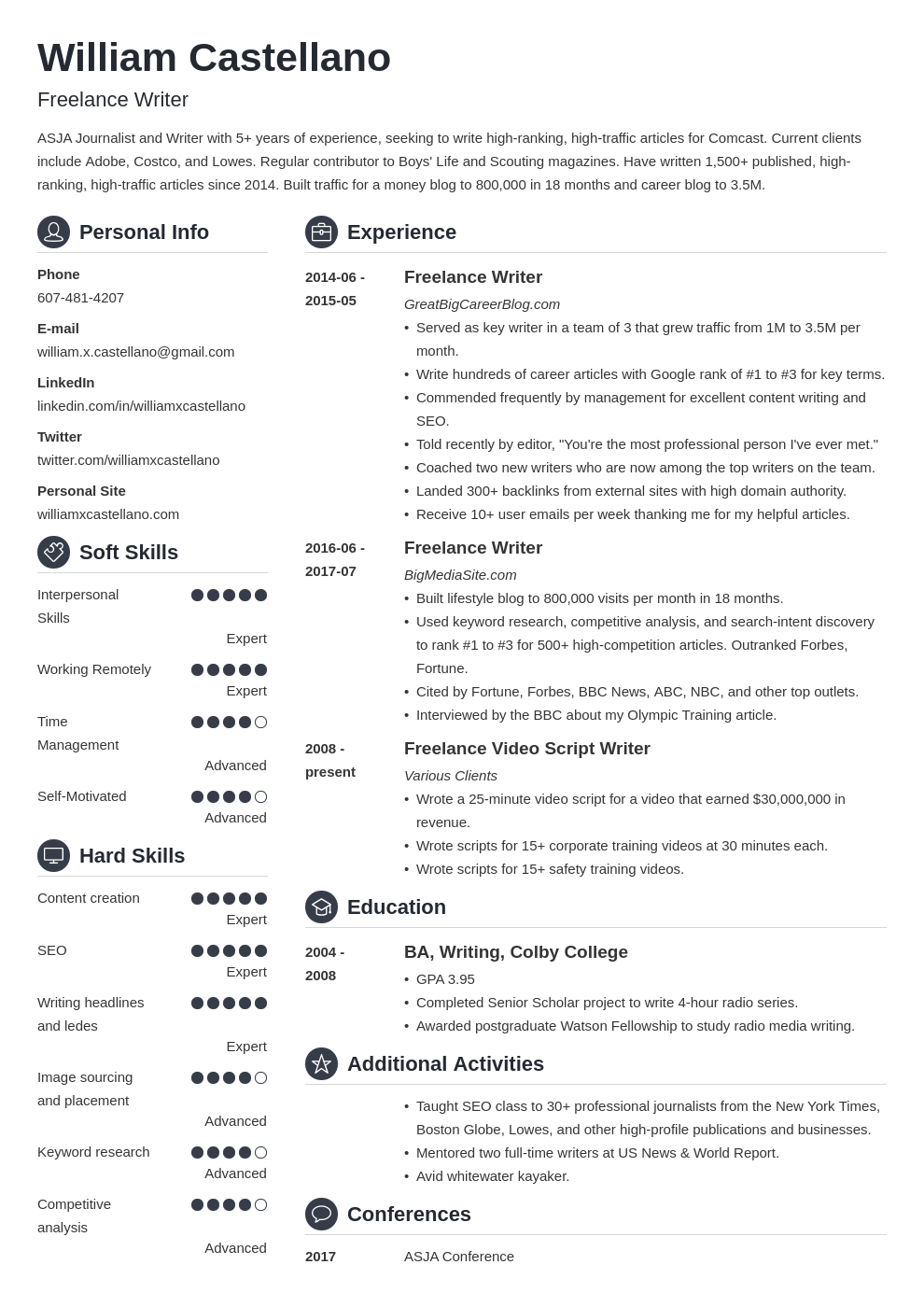Freelance Resume Template Free Prntbl concejomunicipaldechinu gov co