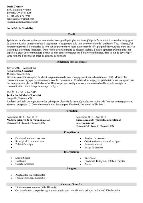 french resume example