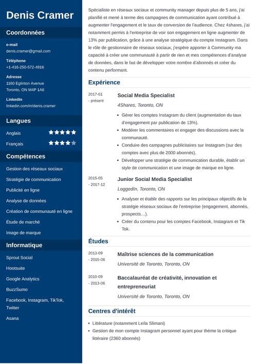 french resume example