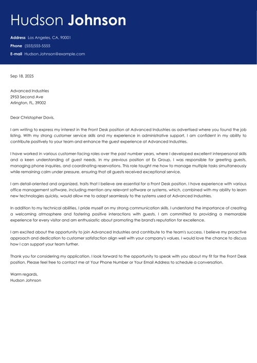 sample cover letter example