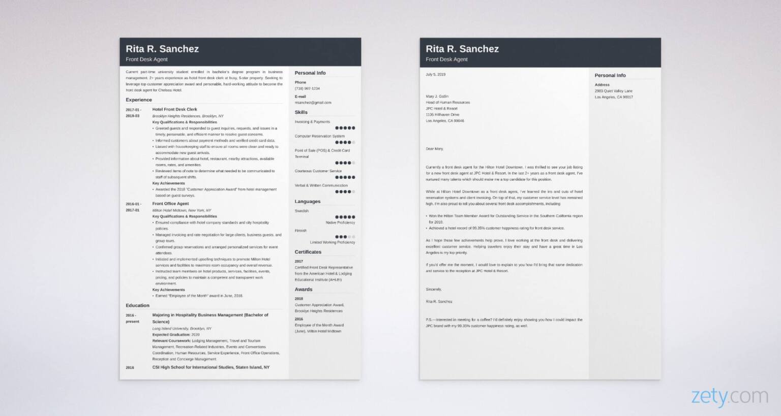 Front Desk Cover Letter Samples Also For Hotel Jobs