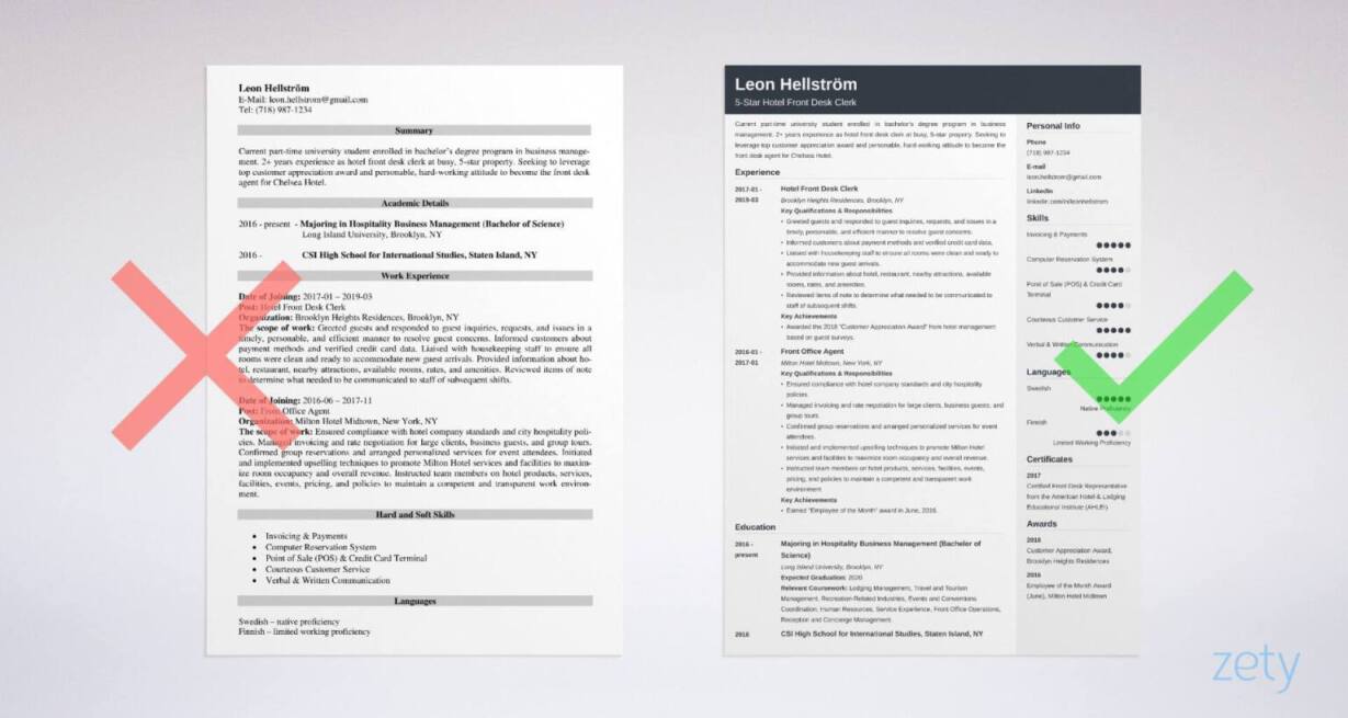 Front Desk Resume Samples For A Receptionist Agent Clerk