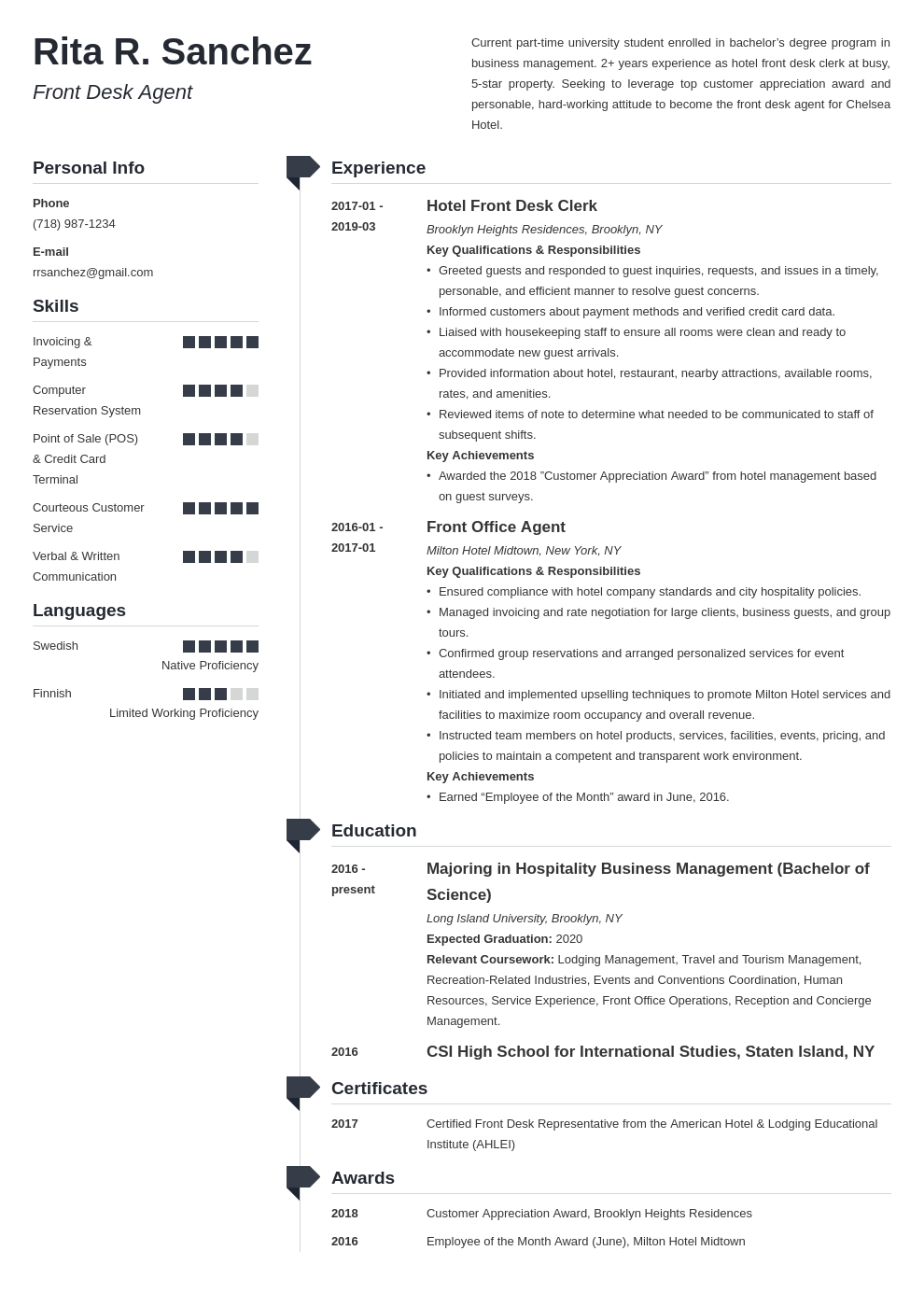 front desk resume example template muse