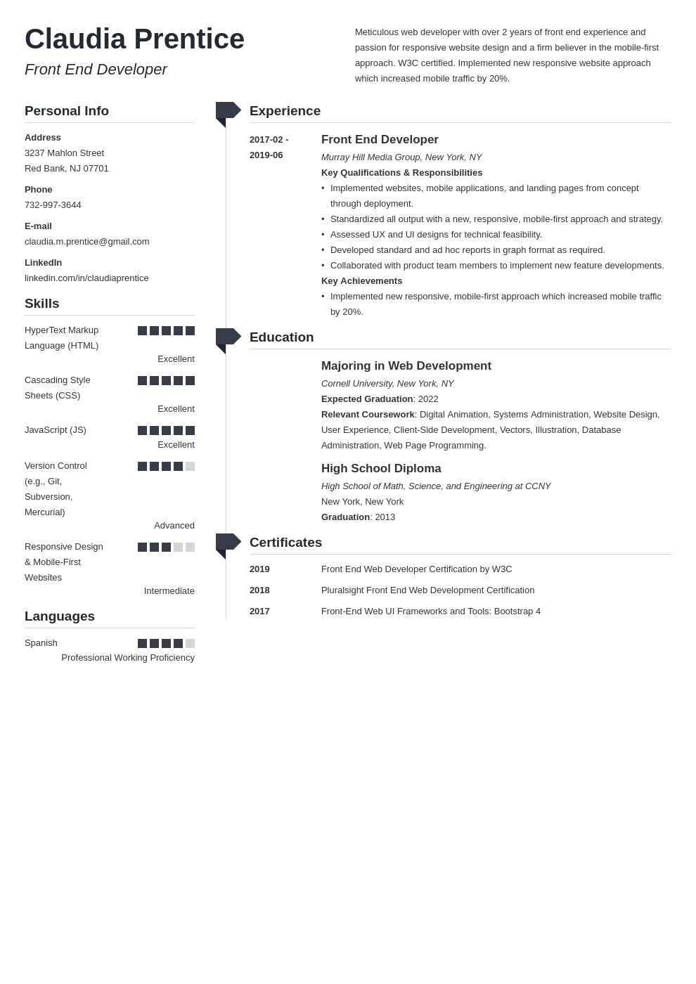 Front End Developer Resume Example Guide 20 Tips