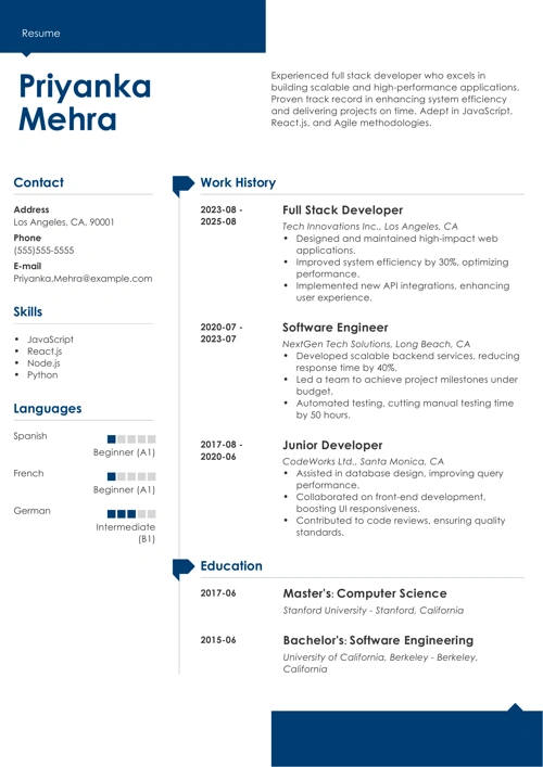 sample resume example
