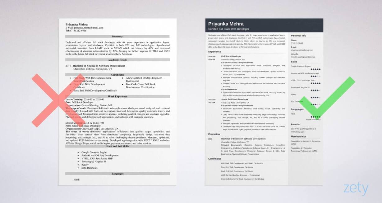 full stack developer resume templates