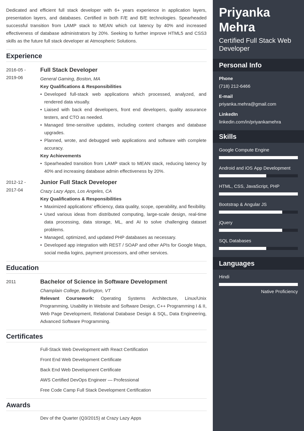 Full Stack Developer Resume Examples 2024 Edited