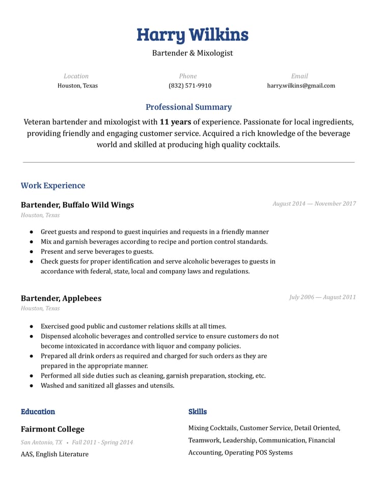 Easy Resume Fulton Resume Template