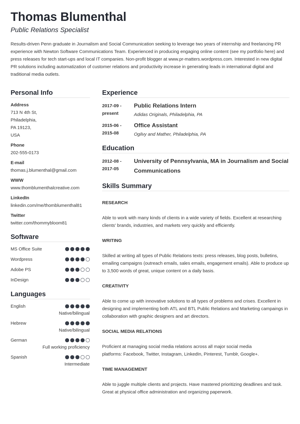 example of functional skills resume