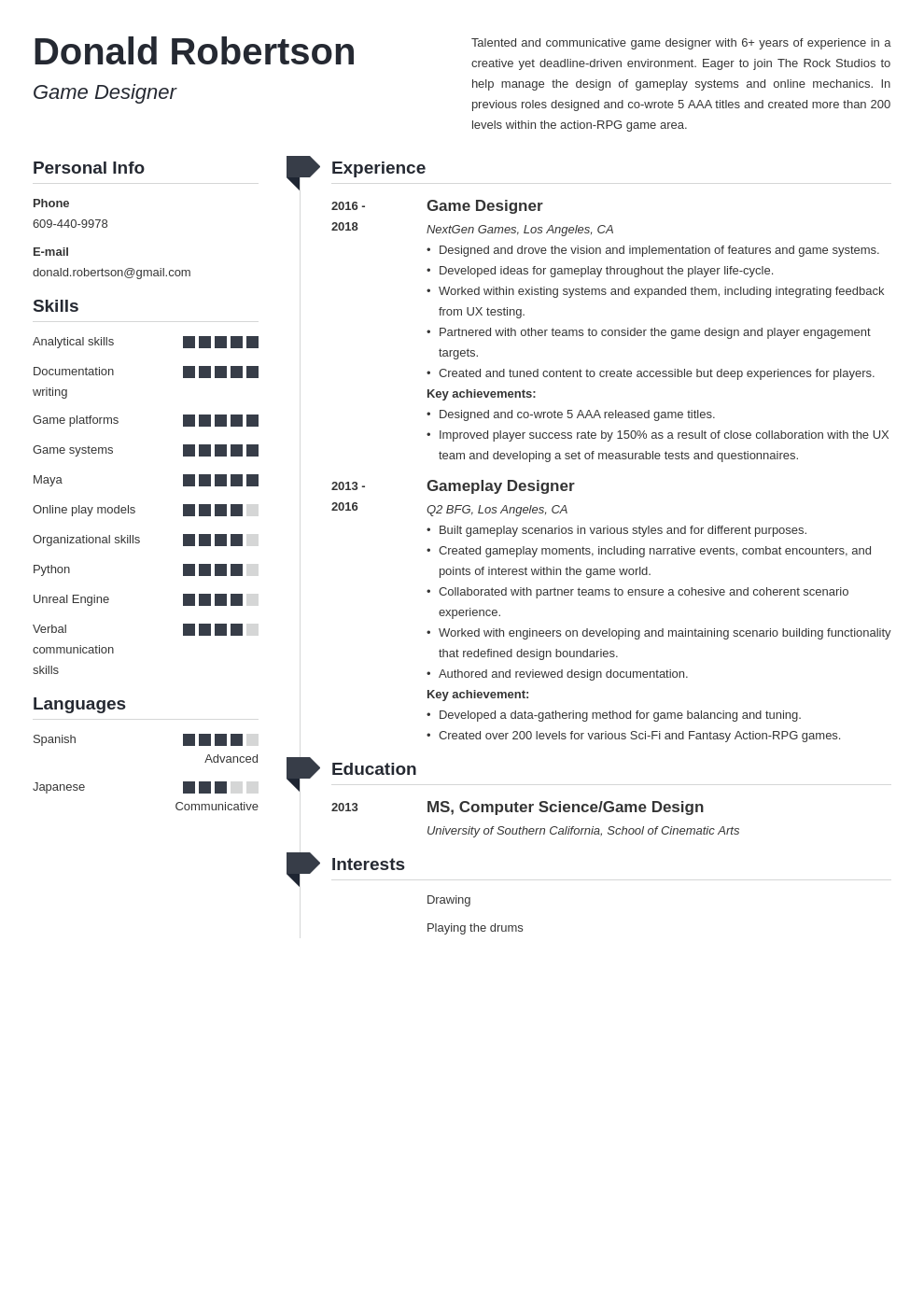 game design resume template muse