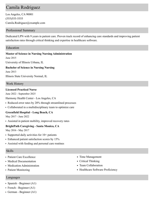 sample resume example