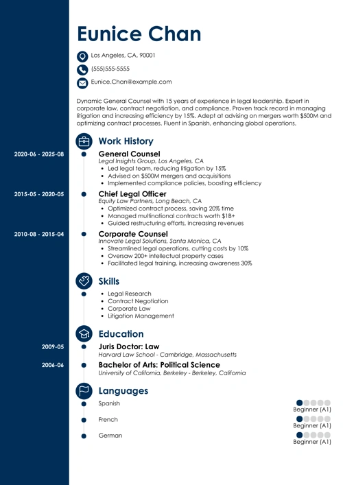 general counsel resume example