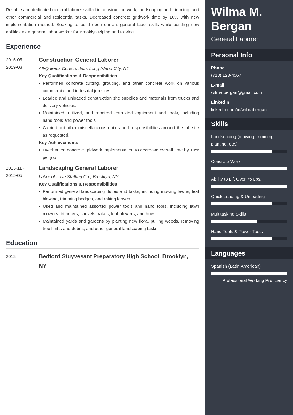 general labor resume example template enfold