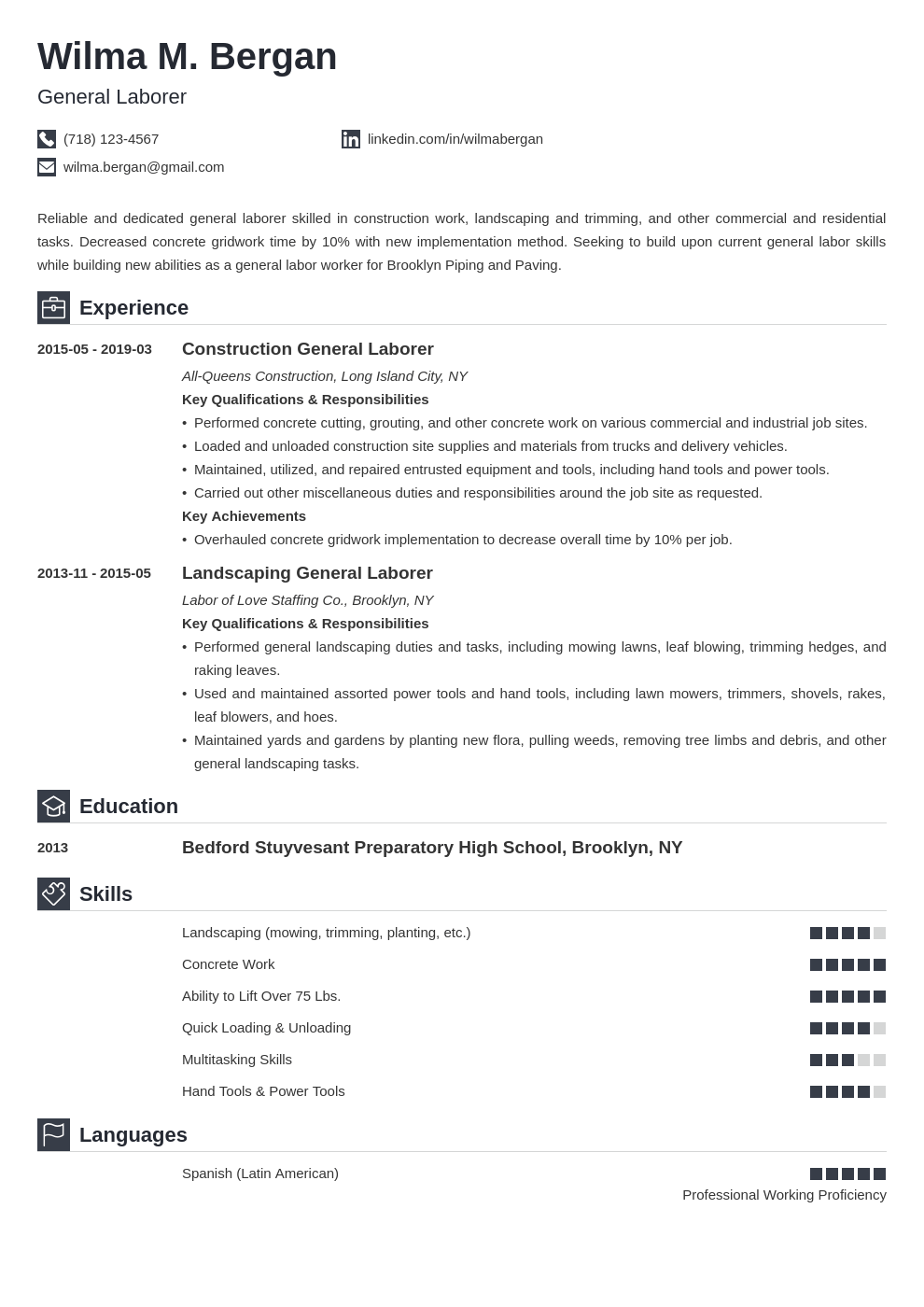 general labor resume example template iconic