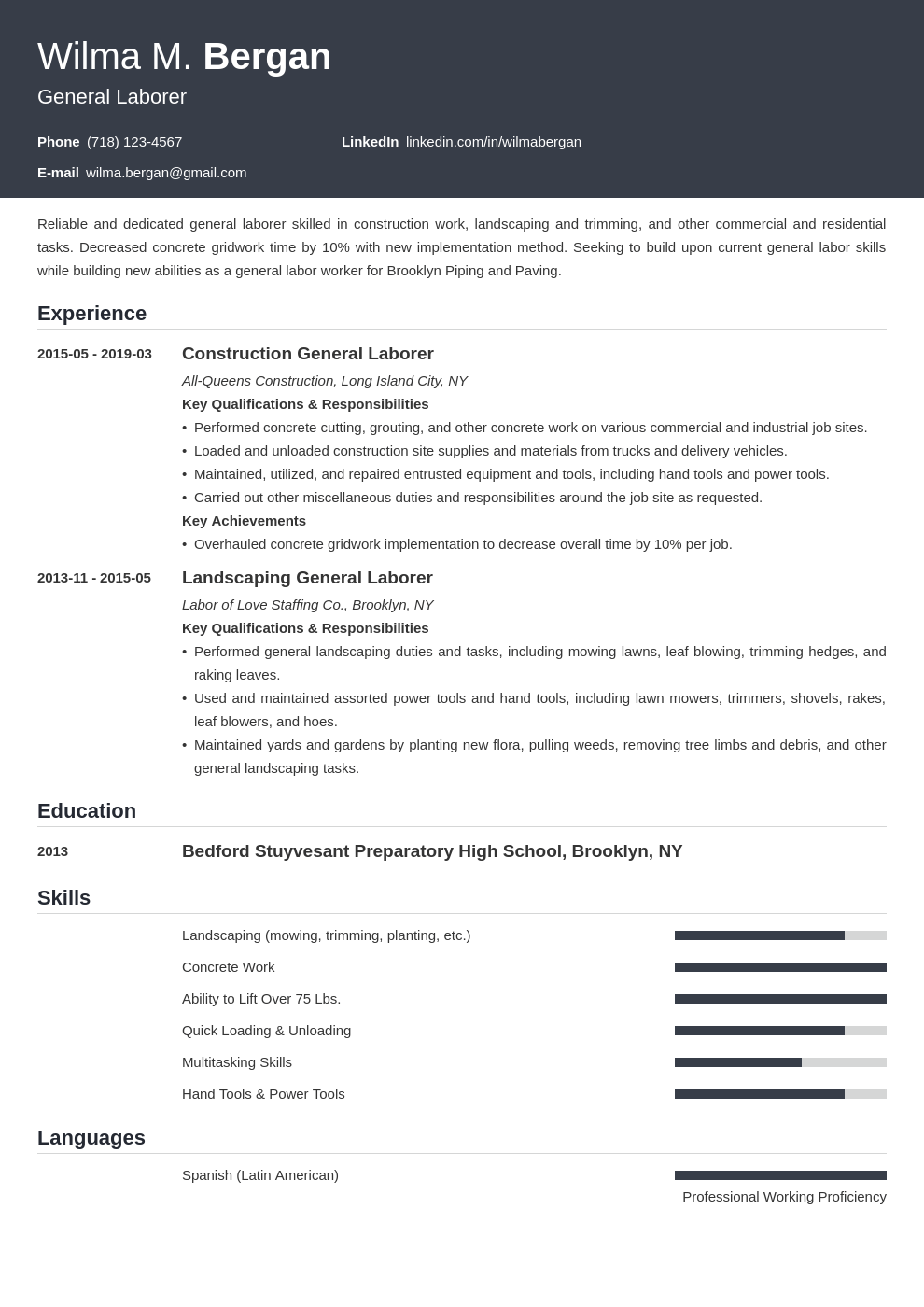 general labor resume example template influx