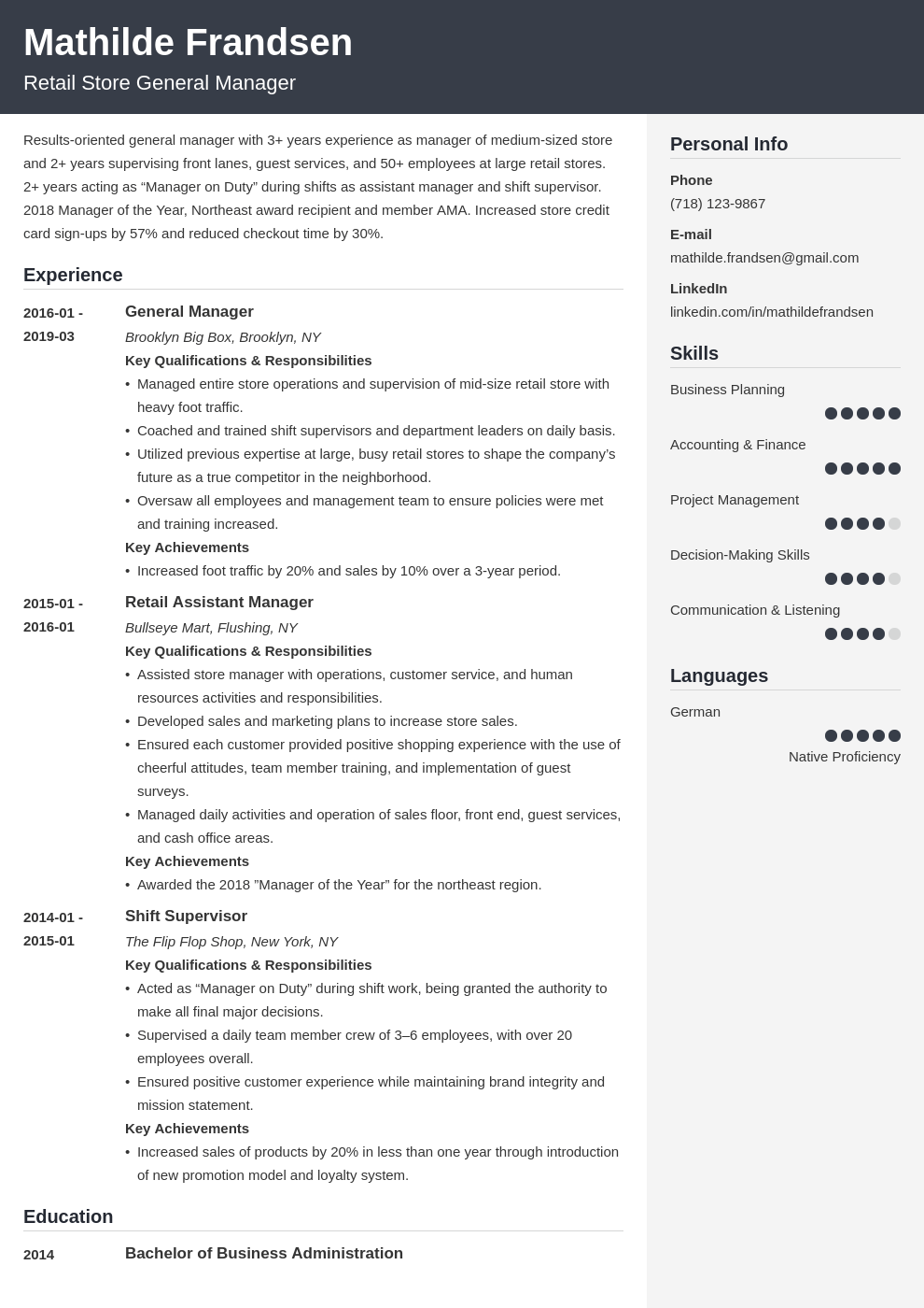 general manager resume example template cubic