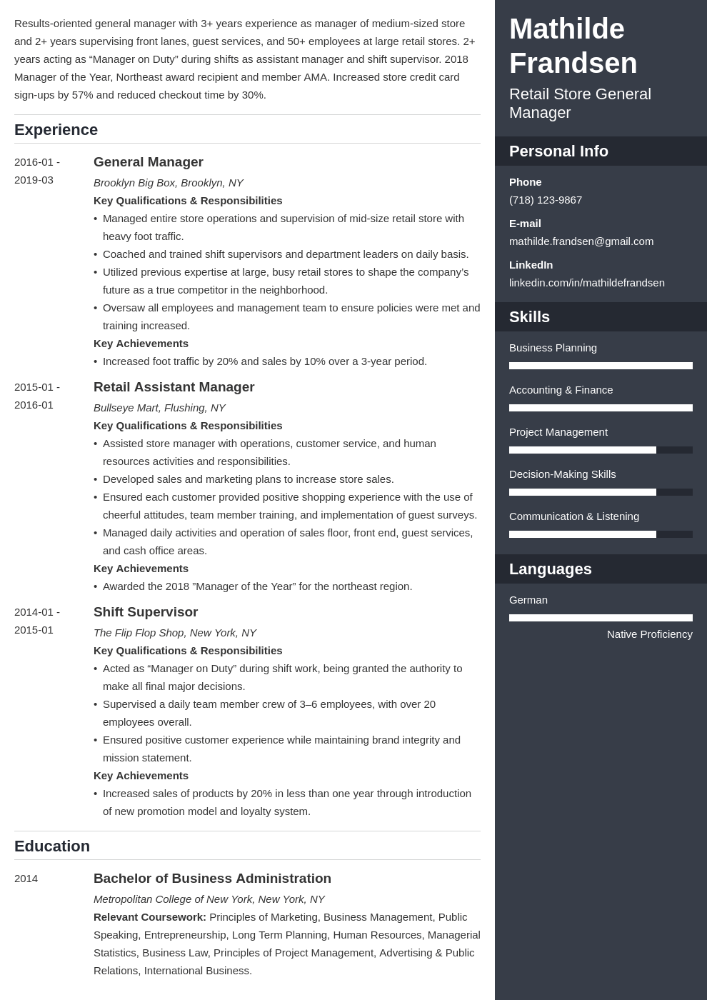 general manager resume example template enfold