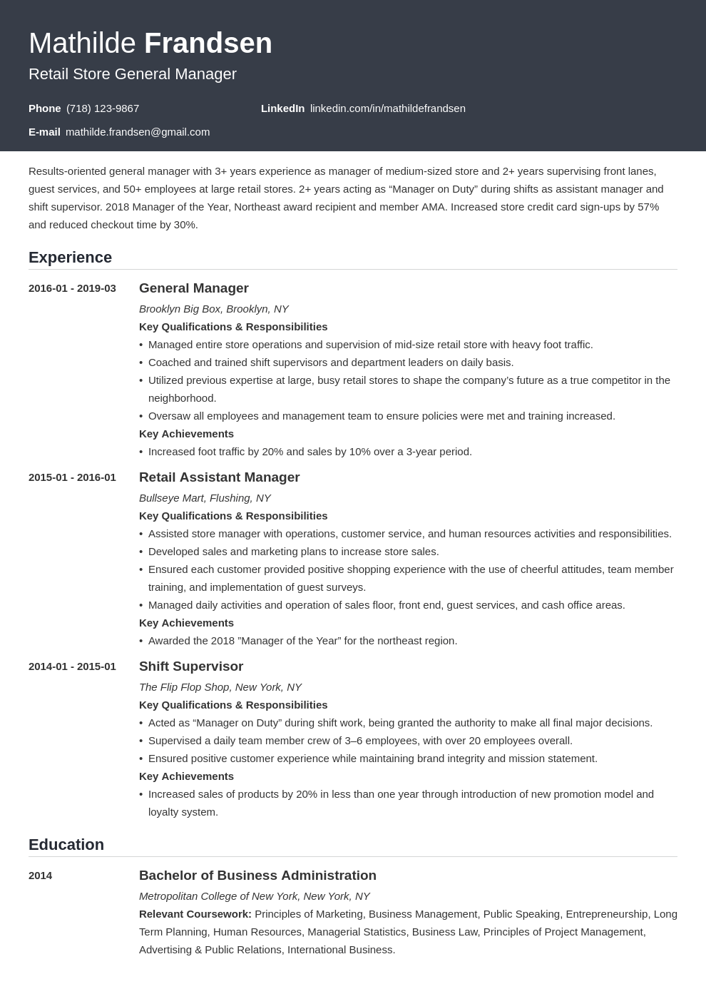 general manager resume example template influx