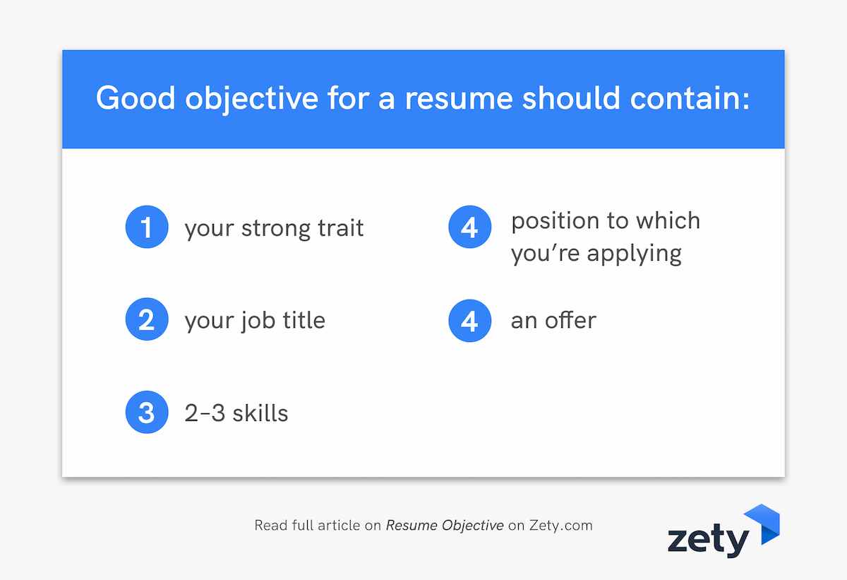 Good objective for a resume should contain: infographic