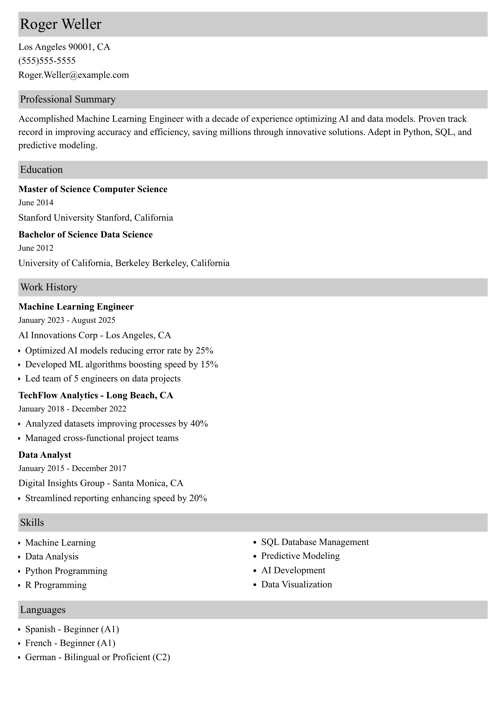 google resume example
