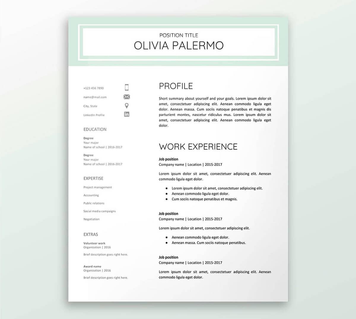 Resume Template For Google Docs Professional EB Modern Resume And CV 