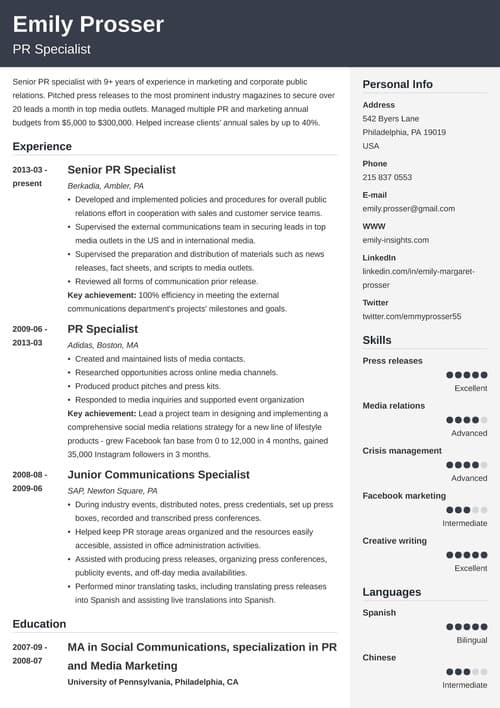 sample resume templates