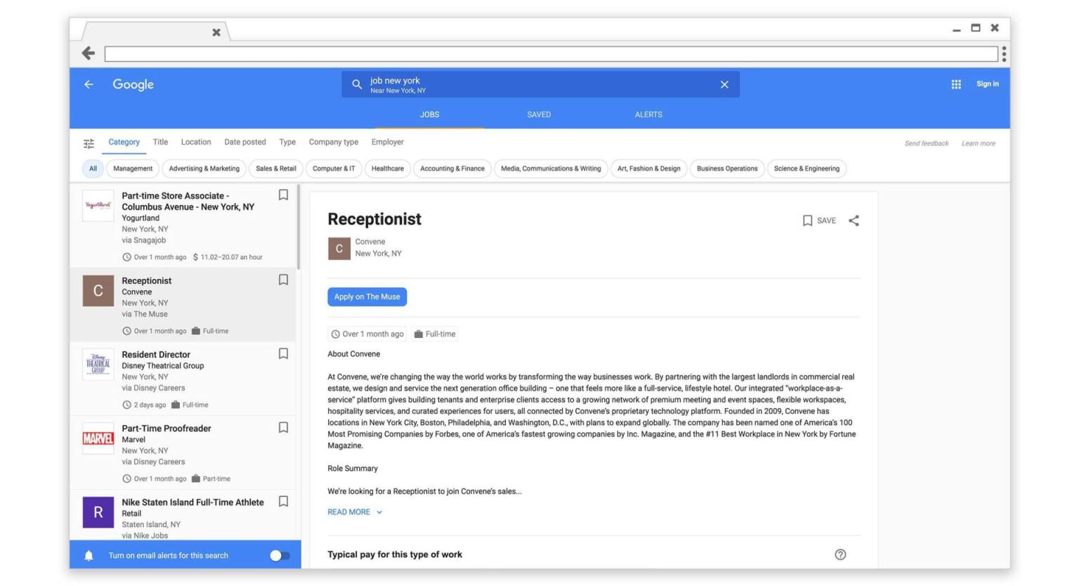 google for jobs dashboard