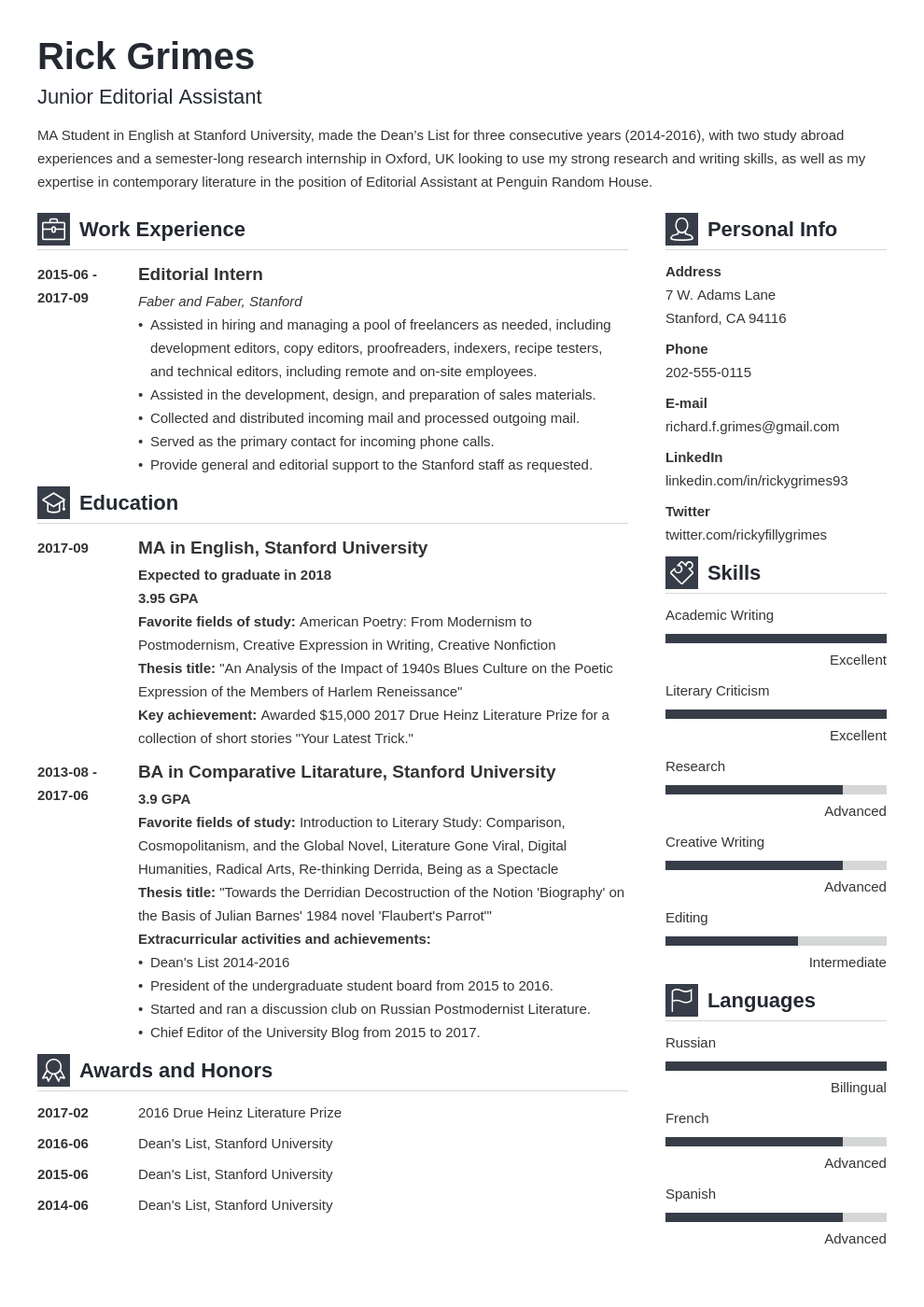 cv template for phd graduates