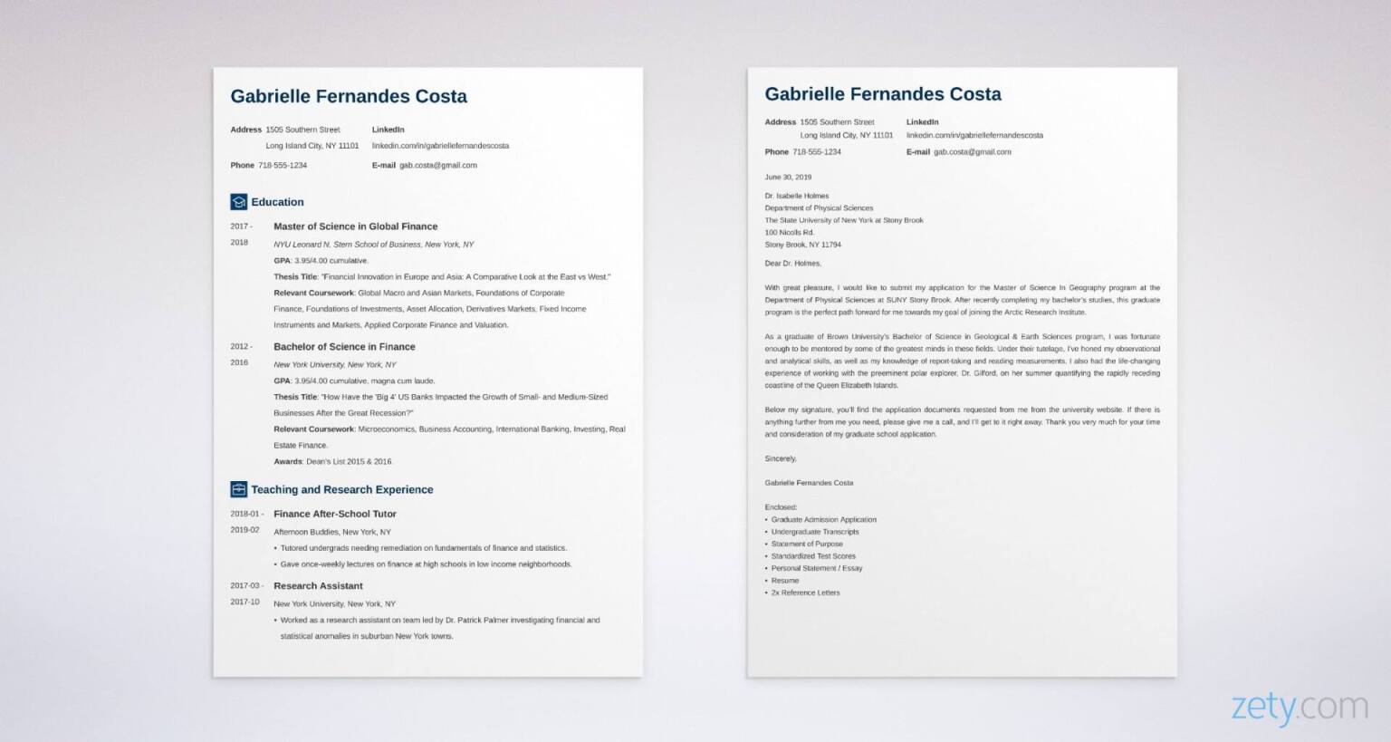 Cover Letter For Graduate School Application Sample Guide